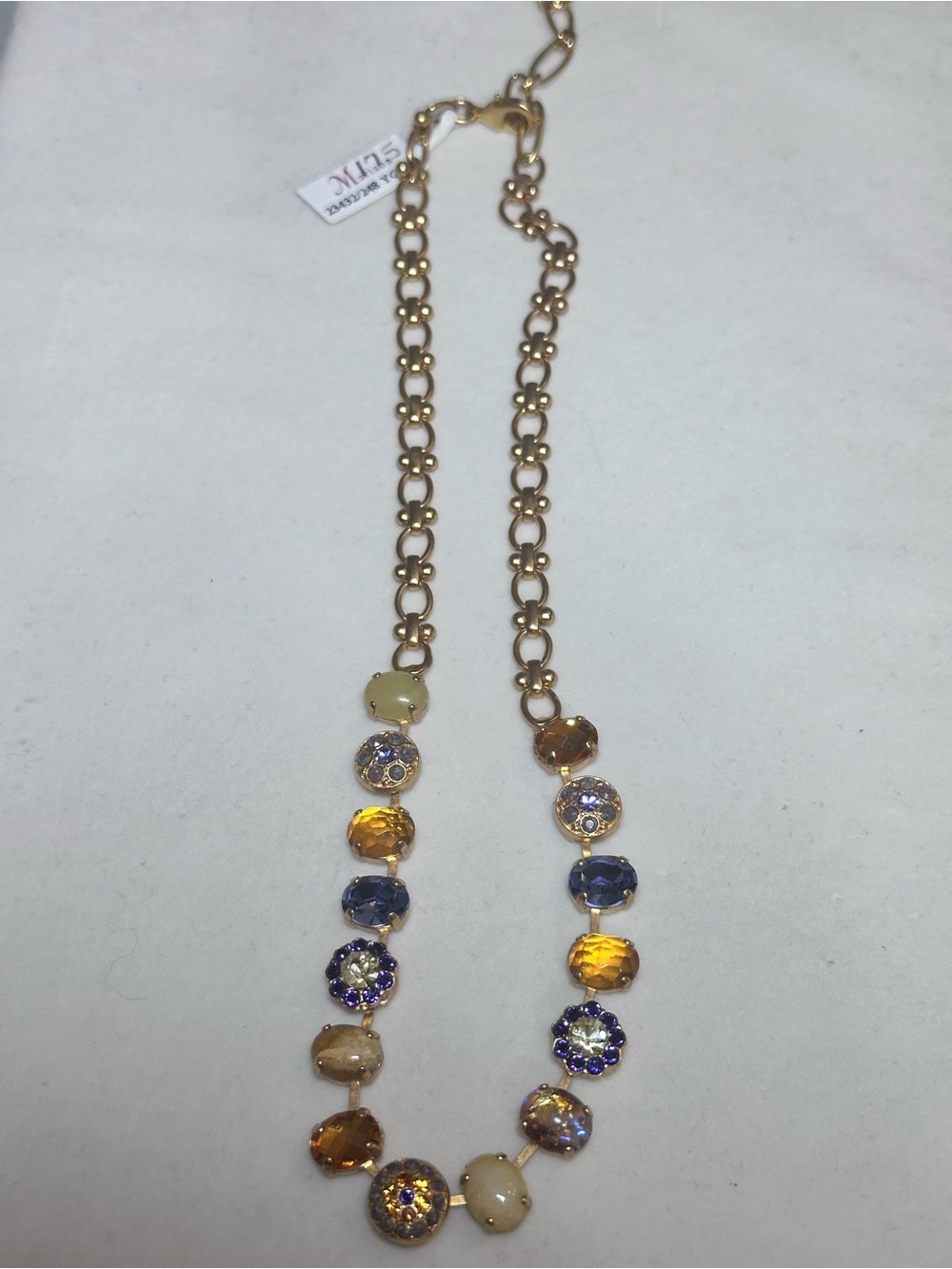 Mariana Gold-Tone Necklace with Yellow and Blue Stones